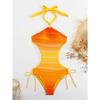 Sexy Orange Gradient Swimsuit Women Hollow Out Backless Lace One Piece Swimwear 2026 Beach Bathing Suit Drawstring Side Monokini