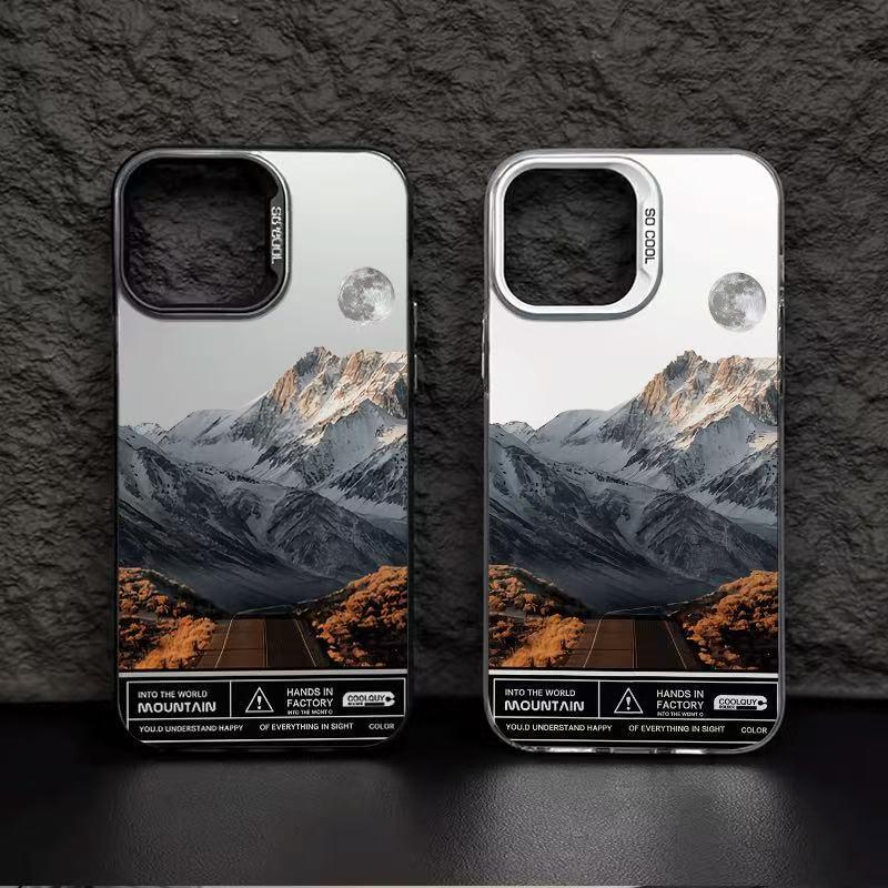 European & American High-End Snow Mountain Phone Case for iPhone 13, 14, 15 Pro Max, 16, and 17