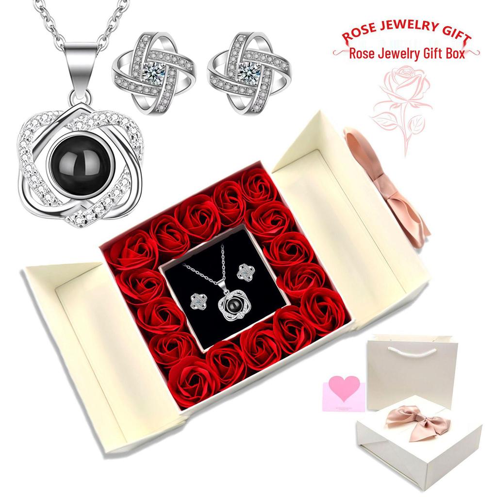 Naszyjnik Projekcyjny 'Kocham Cię' w 100 Językach - Wisiorek w Kształcie Serca