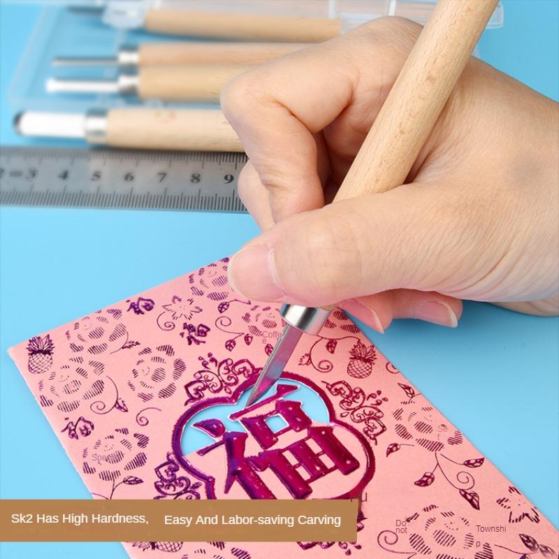 12pcs Wood Carving Tools Set V-Gouge Angle Chisel for Woodworkers Woodcut Hand Tool