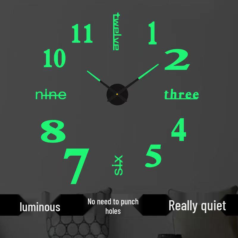 Creative Luminous DIY Wall Clock - Silent, Punch-Free Decorative Clock for Bedroom