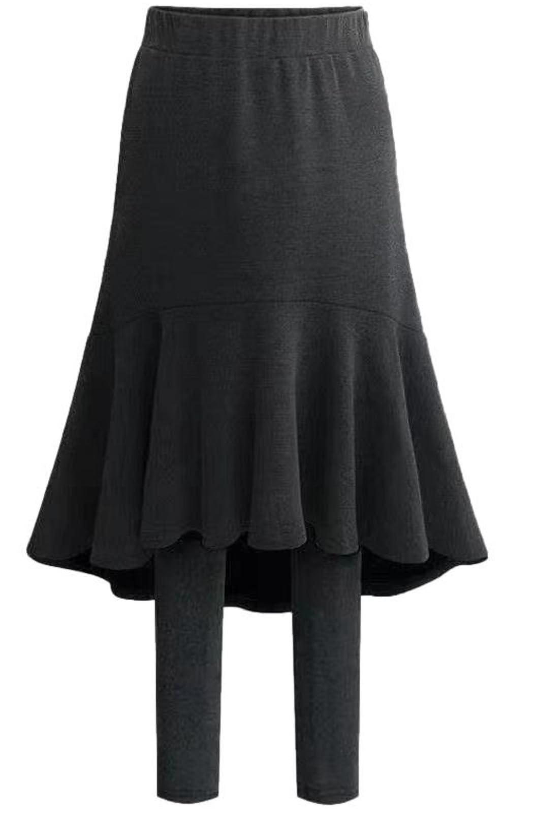 

Nibunnoichi Style Skirt and Leggings with Brushed Mixed No [1/2style] Lining, Layered, One-Piece Pants, Tights, Women s (JP, Alphabet, 2XL, Gray,