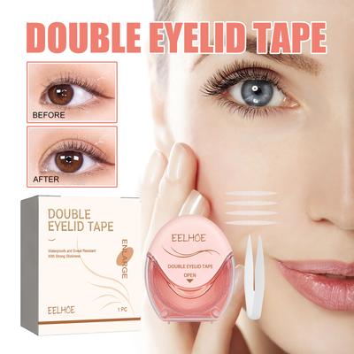 Double Eyelid Stickers Set Invisible Eyelid Lifting Tape Hypoallergenic Waterproof Self-Adhesive Eyelid Strips with Tweezers