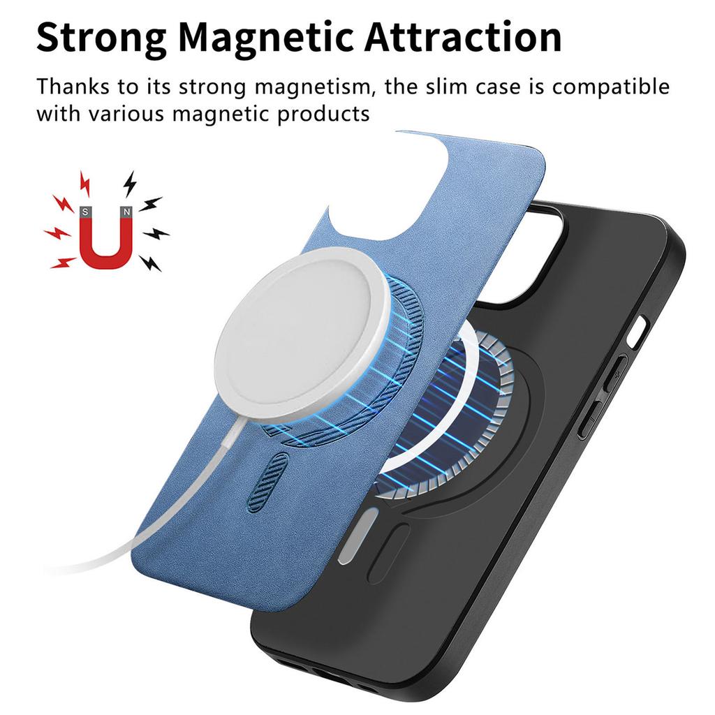 Custodia posteriore in pelle per iPhone 16e Compatibile con MagSafe Cover per telefono con tocco vellutato