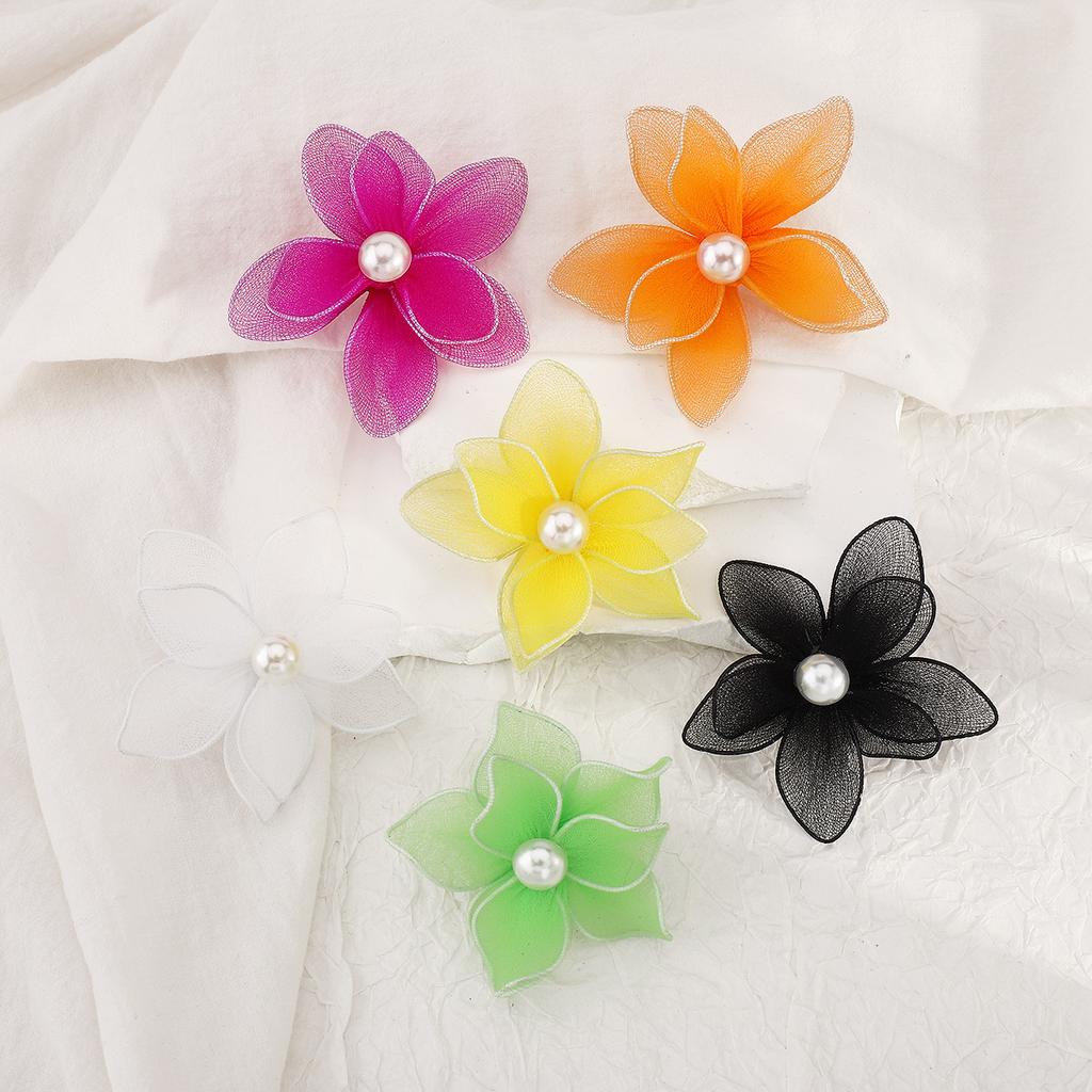 Summer Casual Vacation Sweet Double Layer Mesh 3D Flower Stud Earrings Fresh All Match Women Ear Jewelry Fashion New