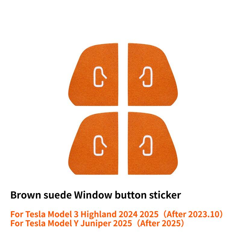 For Tesla Model 3 Y 2017-2025 New Model 3 Y Juniper Suede Door Switch Lock Button Trim Decor Car Sticker Interior Accessories
