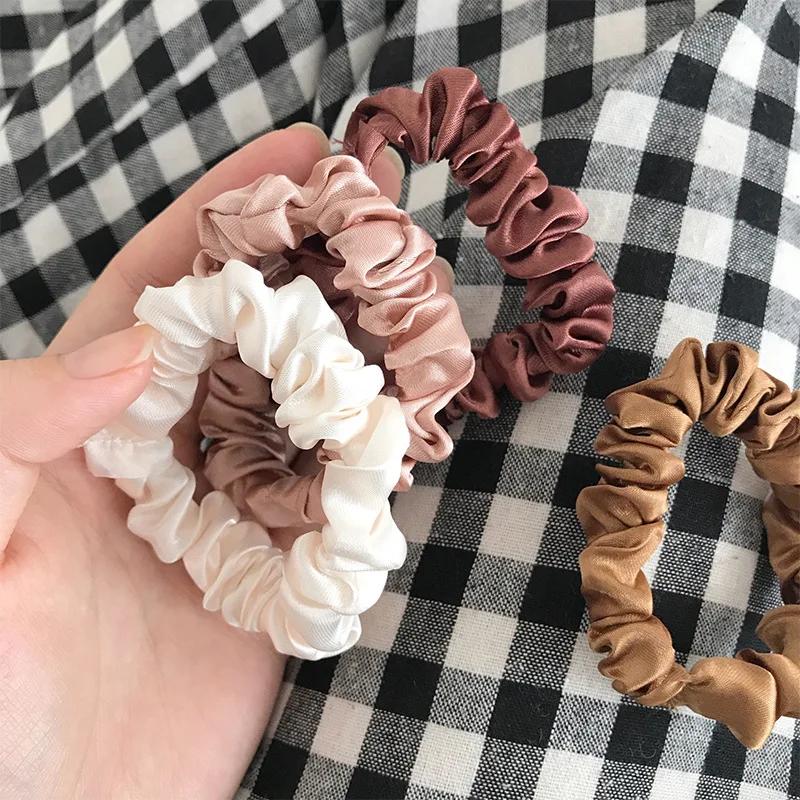Elegant Hair Scrunchies Women Minimalist Simulation Silk Hair Ties Solid Color Elastic Hair Loop Ponytail Hair Accessories