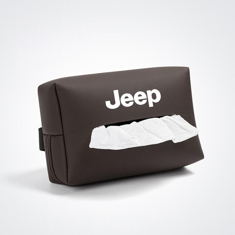 AIY5   Car Tissue Box Leather Paper Towel Storage Bag Accessories For Jeep Grand Cherokee Wrangler JK Gladiator Compass Renegade Recon
