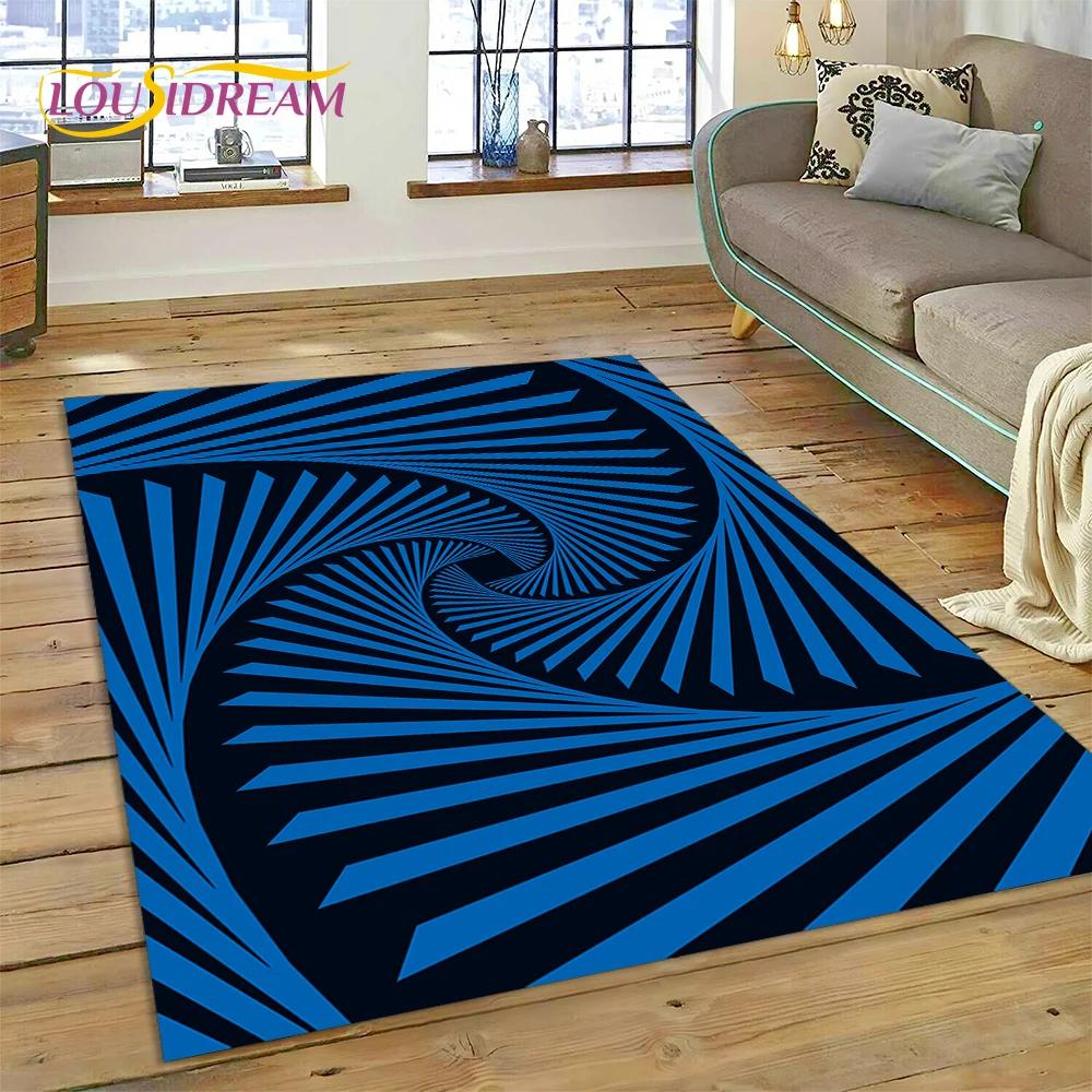 3D-Vortex-Teppich mit visuellen Illusionen für Wohnzimmer, Schlafzimmer, Heimdekoration, Bodenmatte, rutschfeste Dekoration für Sofa, Küche, Fußmatte