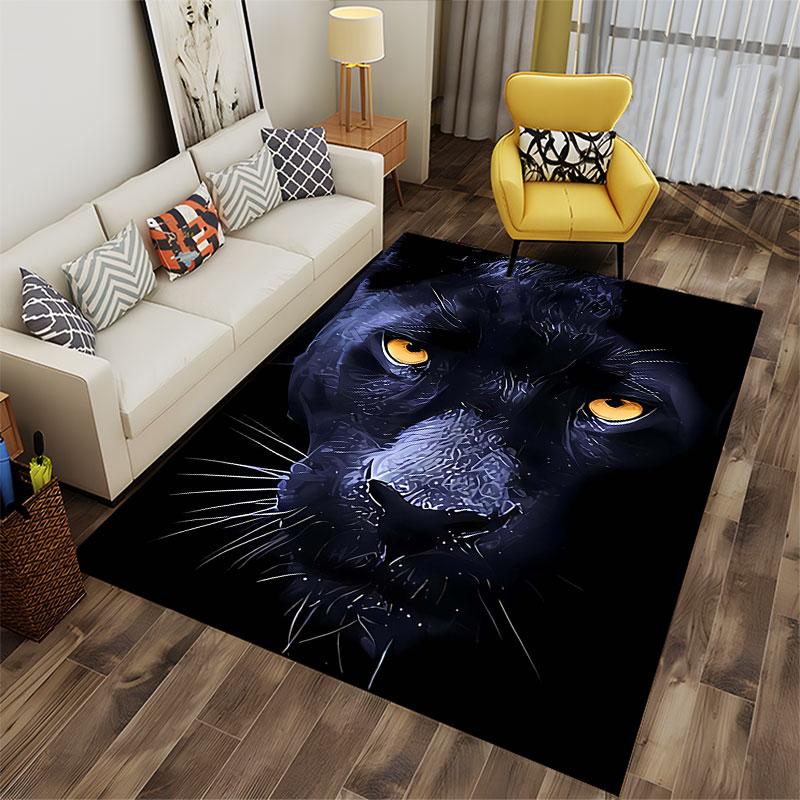 Black Panther Face Design Carpet suitable as a non-slip mat for the living room or bedroom sofa