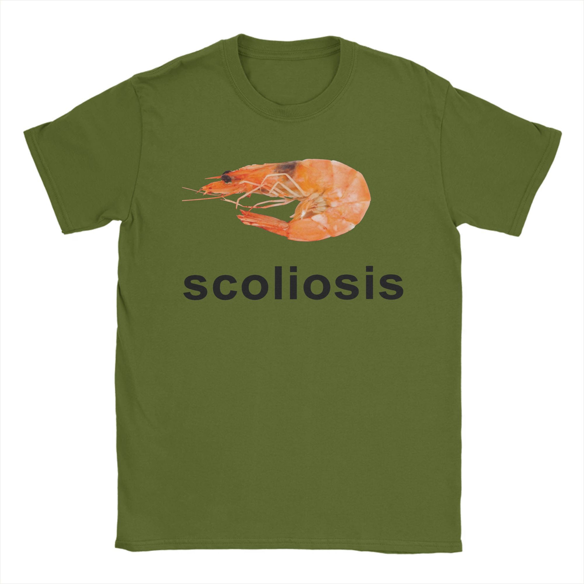 

Сколиоз Креветка Мем Футболки Мужские 100% Хлопок Мода для Мужских Футболок Круглый Вырез Футболки Короткий Рукав Одежда Большой Размер 4XL