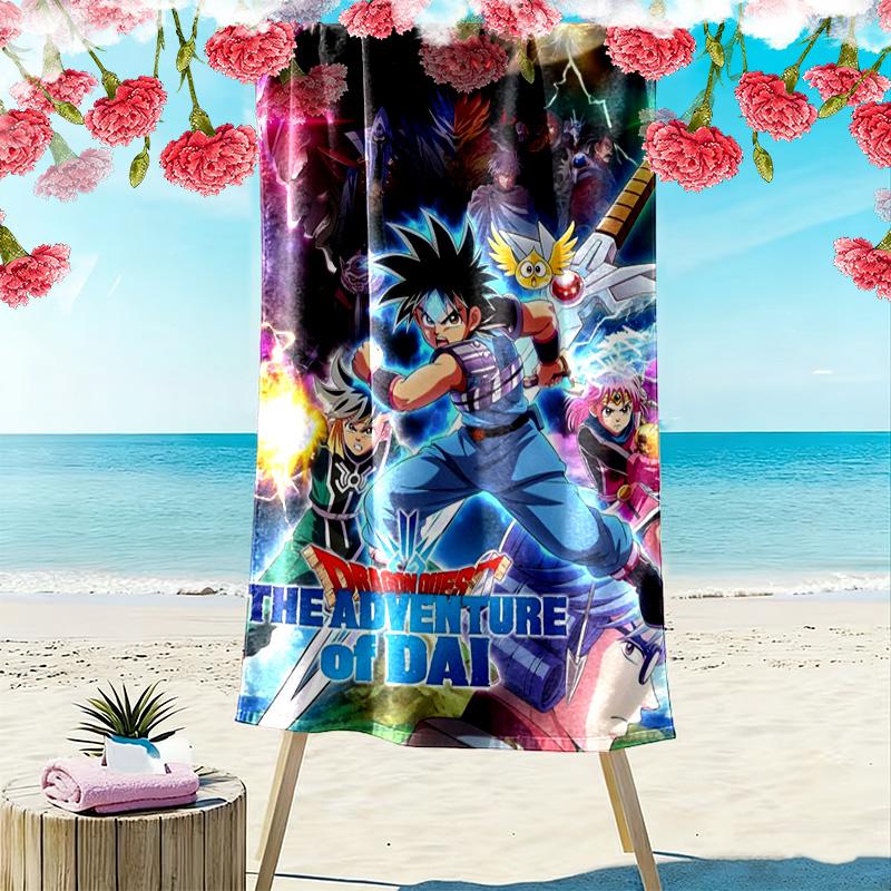 Dragon Quest Print Beach Towel, Large Soft Quick Dry Towel for Beach Camping Swimming
