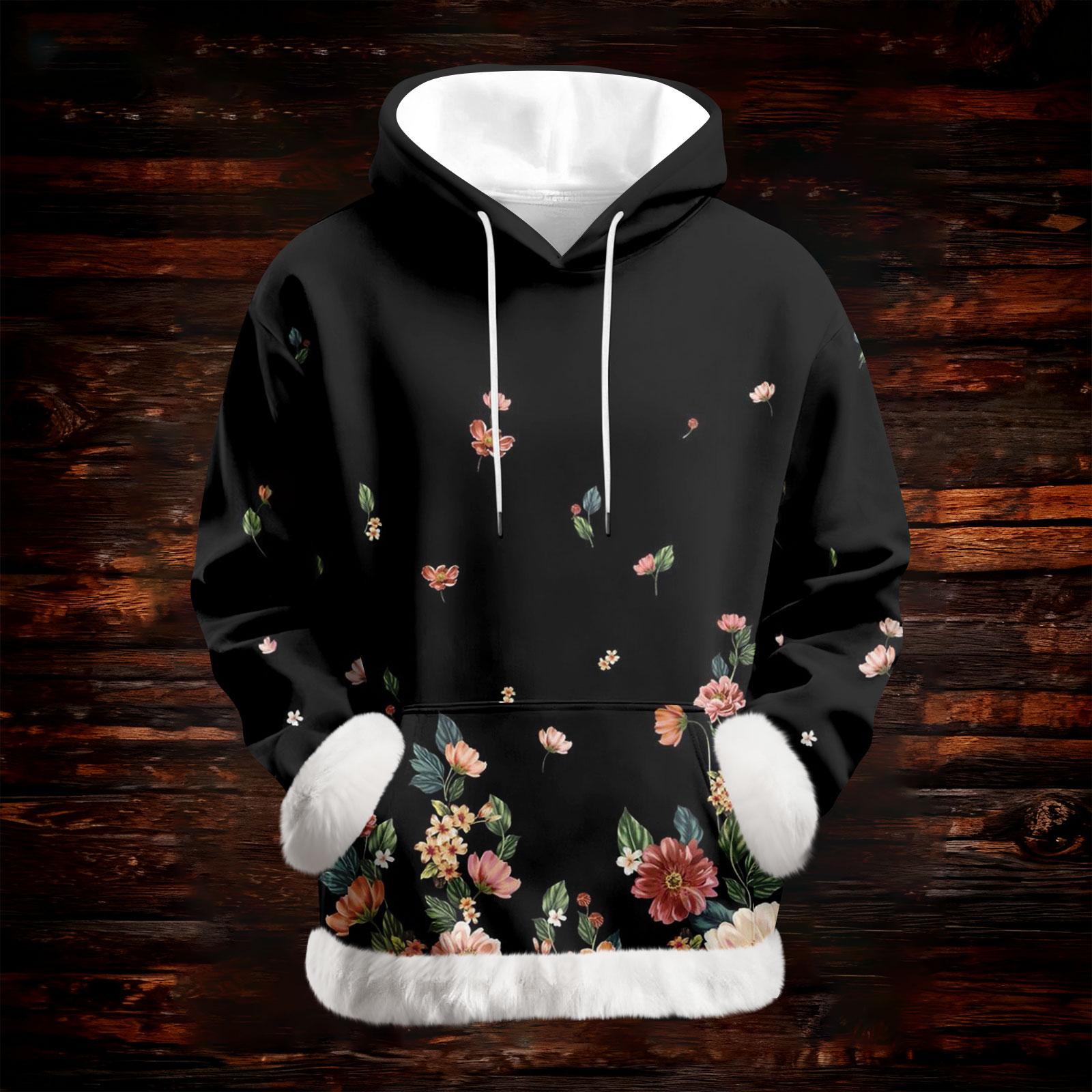 

Women s Casual Fashion Print Long Sleeve Hooded Sweatshirt Top L чорний