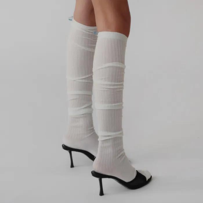 MERINO WOOL LONG KNEE SOCKS _ WHITE