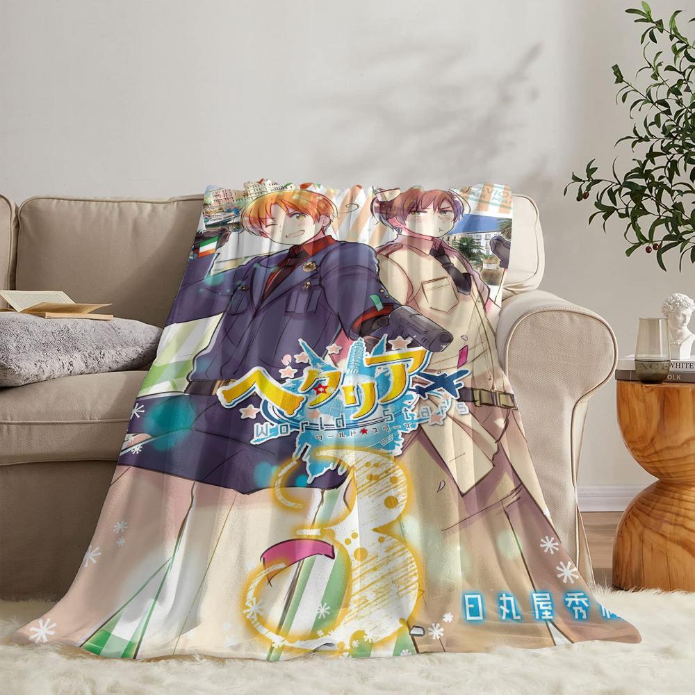 H-Hetalia Axis Powers Coperta Morbida in Flanella Coperta Estiva Leggera Accogliente per Sonnellino su Divano Letto Viaggio