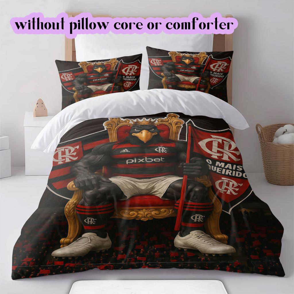 Flamengo football soccer Pattern Bedding,Quilt Set Quilt Cover Pillowcase Home Birthday Gift (1*duvet cover+2*pillowcase,without core)