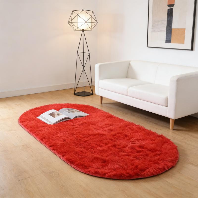 Rainbow Plush Carpet Oval Fluffy Rug For Girl Bedroom Long Pile Soft Beside Mat Large Area Rug Living Room Shaggy Kids Playroom Mat