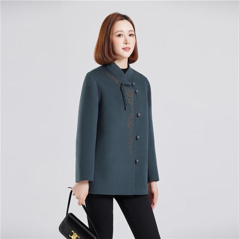 New Chinese Style Double-faced Wool Blend Coat