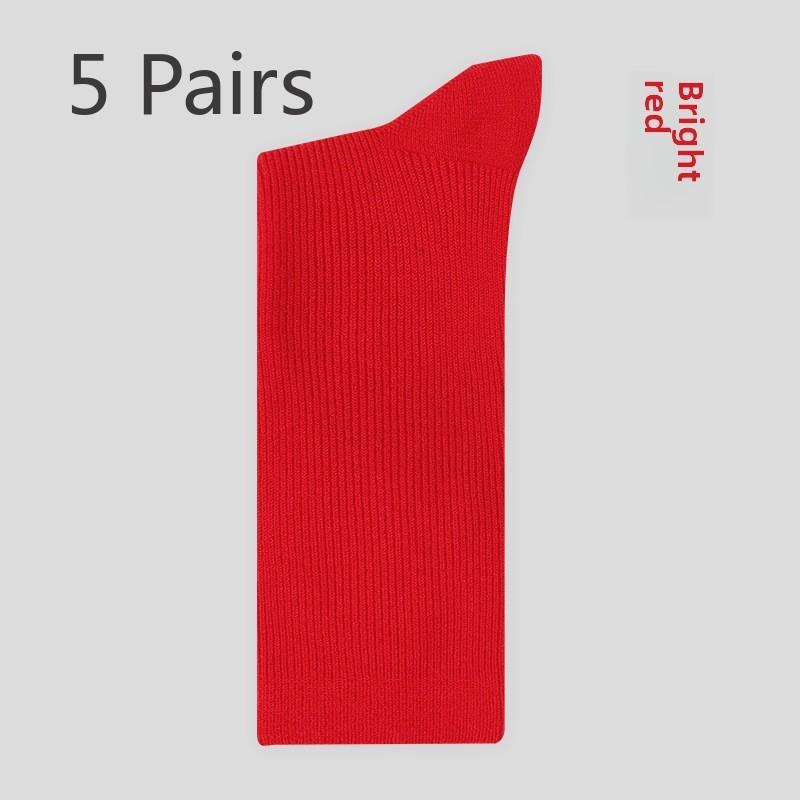 5 Pairs of Wool Socks Women's Winter Mid-tube Socks Double Needle Pile Socks Boneless Women's Winter Warm Stockings
