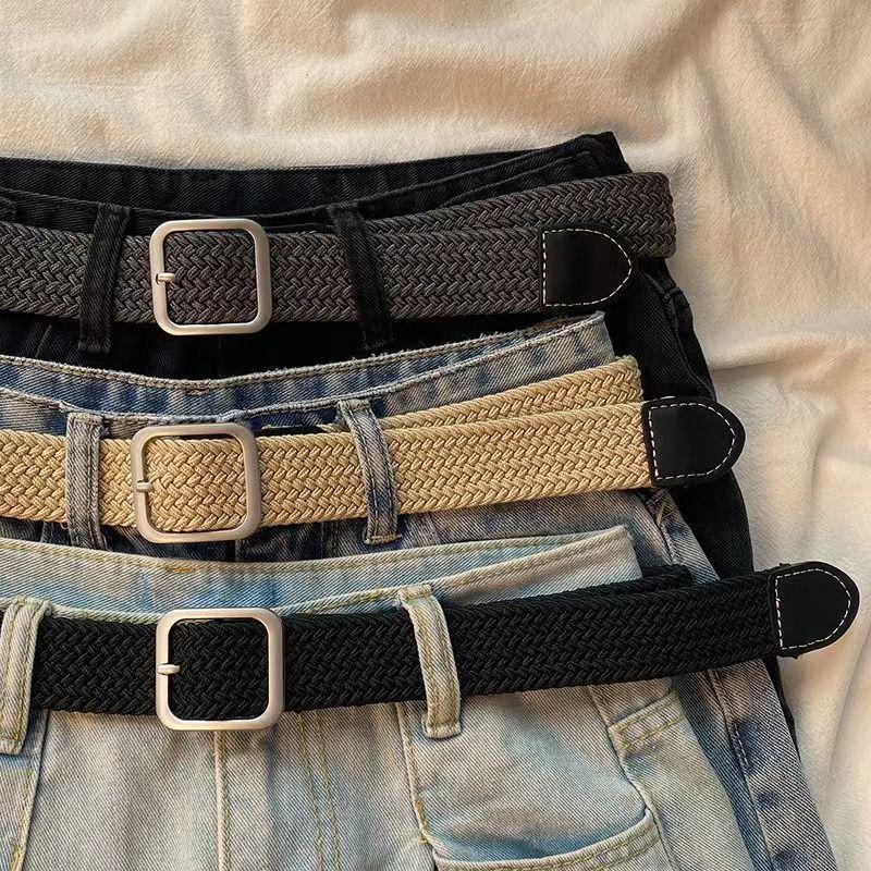 Unisex Elastic Canvas Braided Belt - Korean Style Casual Pin Buckle for All
