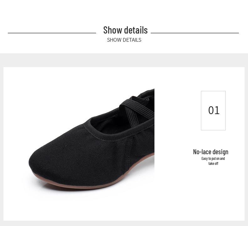 Women's Lace-Free Ballet Heeled Dance Shoes with Soft Sole for Yoga and Classical Dance