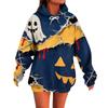 Ladies' Loose Comfortable Casual Fashionable Broken Wind Print Hooded Sweatshirt