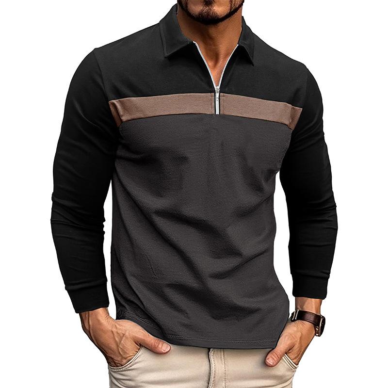 Men’s Long Sleeve Colorblock Polo Shirt