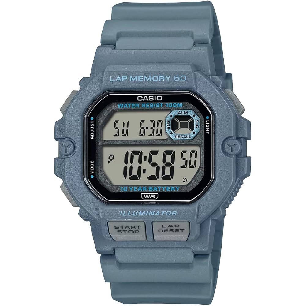Casio Sports Gear Digital Men s Watch 60 Lap Memory Function Grayish Blue