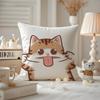 Art cat Cushion Cover Antidustmite Pillowcase Invisible zipper silky short plush Sofa cushion cover