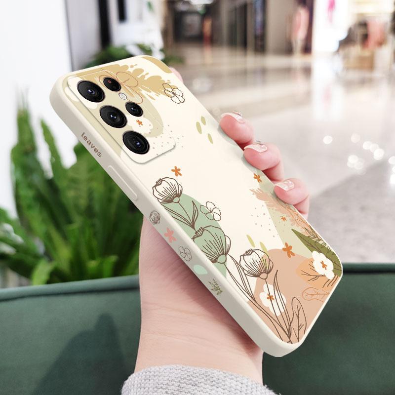 Warm Heart Flower Phone Case For Samsung Galaxy S25 S24 S23 S22 S21 S20 Ultra Plus FE S10 S9 S10E Note 20 Ultra 10 9 Plus Cover