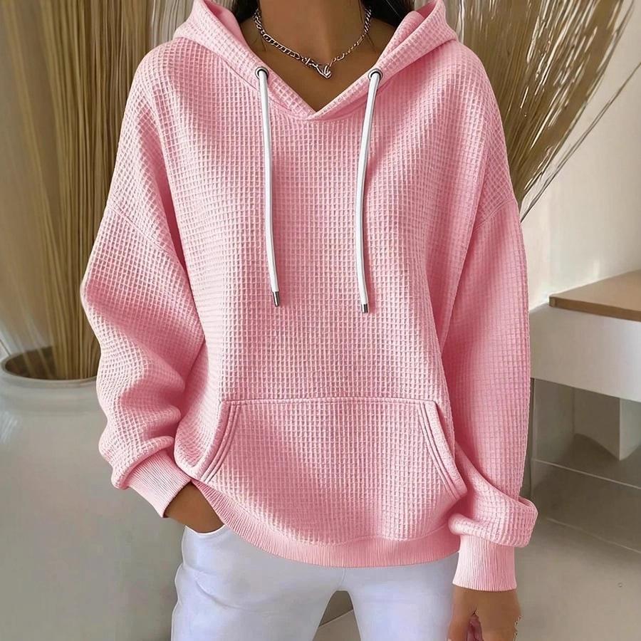 2025 Autumn/Winter Solid Color Trendy Casual Long Sleeve Drawstring Hoodie