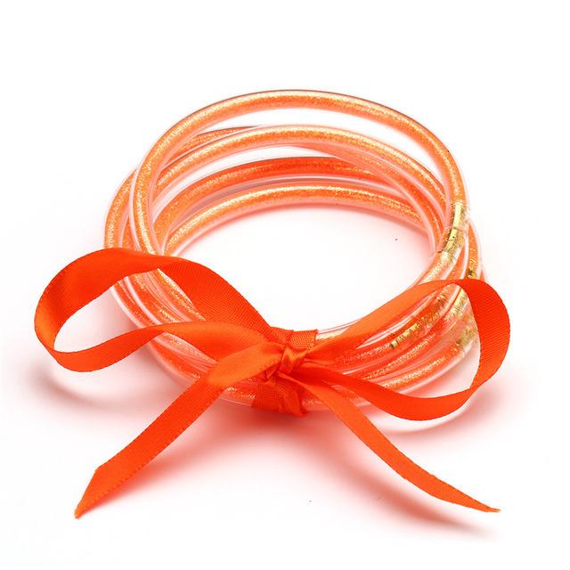 Multilayer Silicone Gold Powder Bracelet Ribbon Set Ladies Bow Christmas Bracelet Bracelet