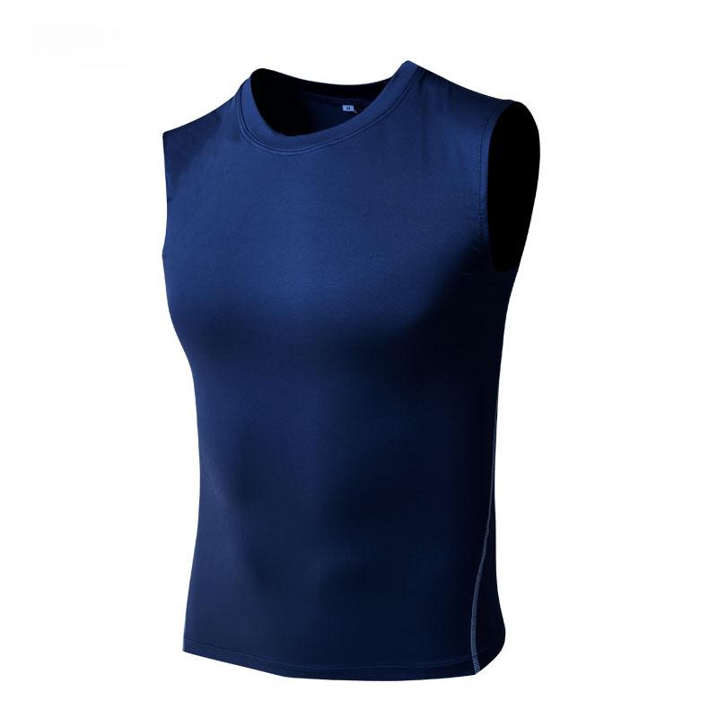 Men Running Sports Sleeveless T-Shirt Compression Training Vest Fitness Tank Base Layer Top Singlet Activewear Quick Drying