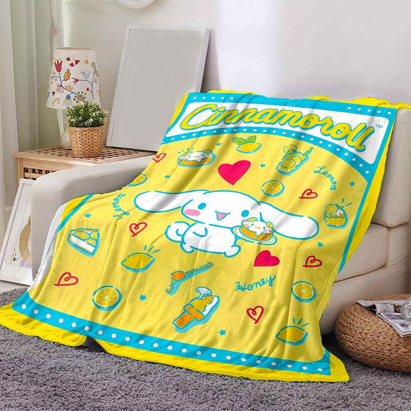 1pc Cinnamoroll's Sweet Lemon Honey Adventure Cartoon Blanket, Seasonal Home Decor Gift, Living Room, Travel, Camping, Car Blankets, Beach, Office Nap