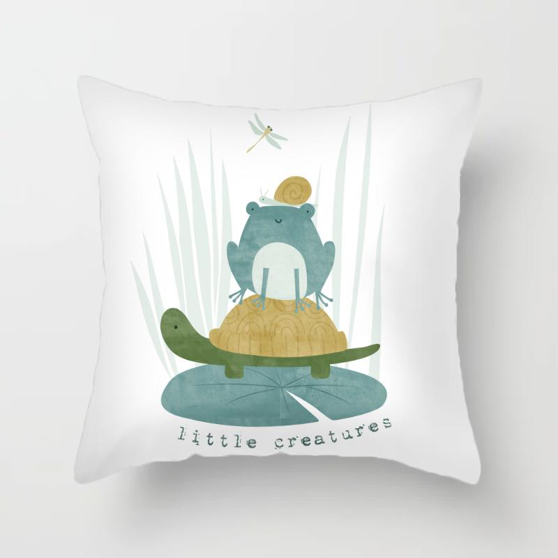 45x45cm minimalistischer Cartoon-Tierdruck Muster Kissenbezug für Zuhause Wohnzimmer Sofa Schlafzimmer Dekoration Kissenbezug