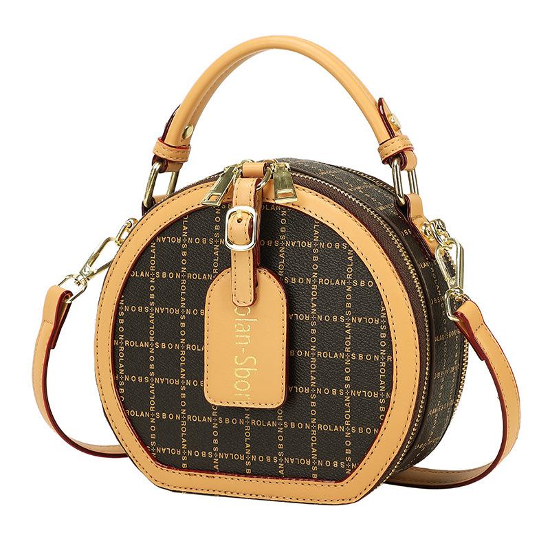 New Fashionable Small Round Bag Retro Handbag Commuter Temperament Shoulder Bag Slanted Versatile Niche Mobile Phone Bag