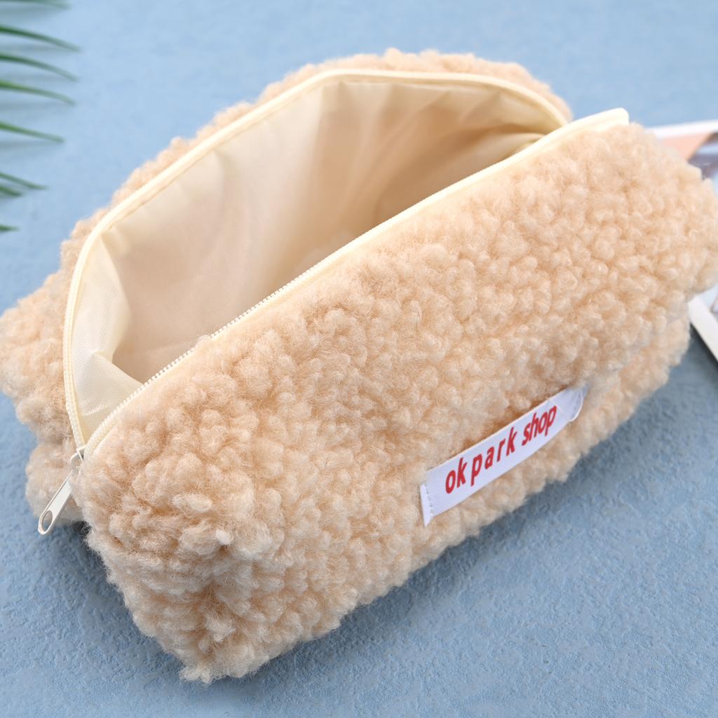 Cute Lamb Hair Pencil Bag Travel Cosmetic Make Up Organizer Large Capacity Zipper Soft Pen Case Stationery School Supplies