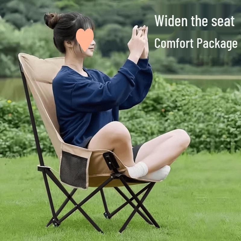 Moon Portable Folding Camping Chair with Backrest - Ideal for Outdoor, Fishing, Picnic, and Sketching