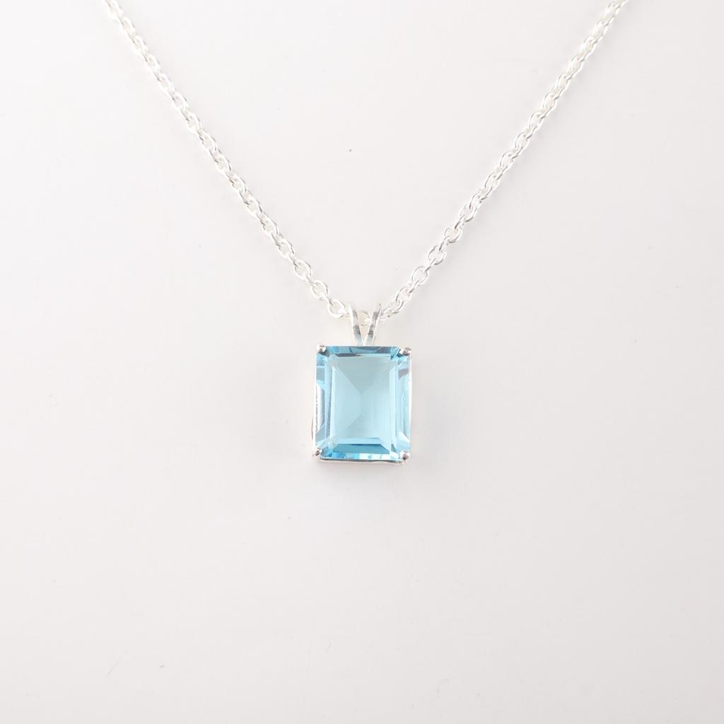 Himmelblauer Topas Edelstein 925 Sterlingsilber Schmuck Anhänger 0,69" Geburtstagsgeschenk PP-58-7