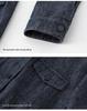 Xin Ge Blue Linen Workwear Jacket with Drawstring Waist and Multi-Pockets