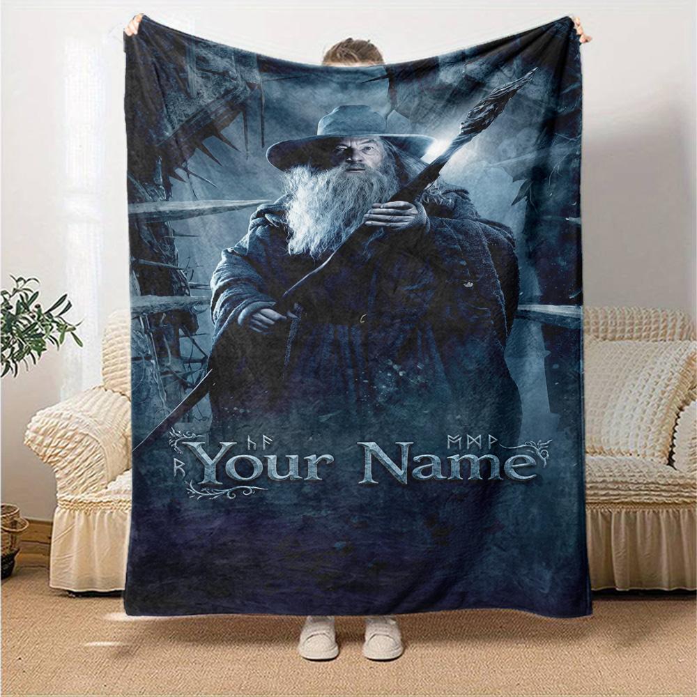 Lord Rings Personalized Text Blanket Multi-purpose Personalized Blanket Warmthful Decor Perfect for Nap Living Room Couch Office for All Occasions