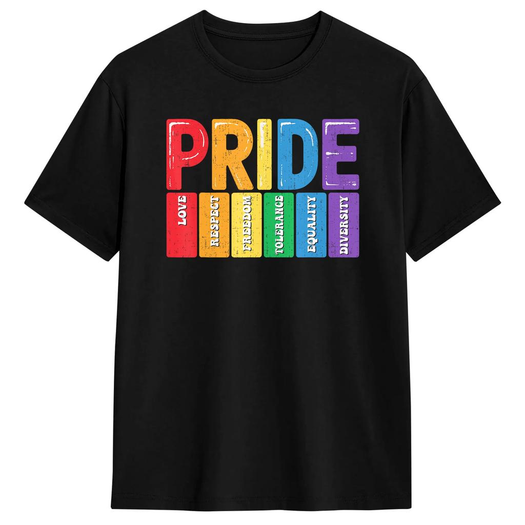 Huunisex Lgbt Flag Gay Pride Month Tshirt Unisex Awesome Tshirts Summer Crewneck Harajuku Tees Dropshipping Oversized Tops