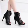 2024 Newest High Top Latin Dance Shoes For Outdoor Women Street Salsa Tango Boots Open Toes Ballroom Women'S Heels