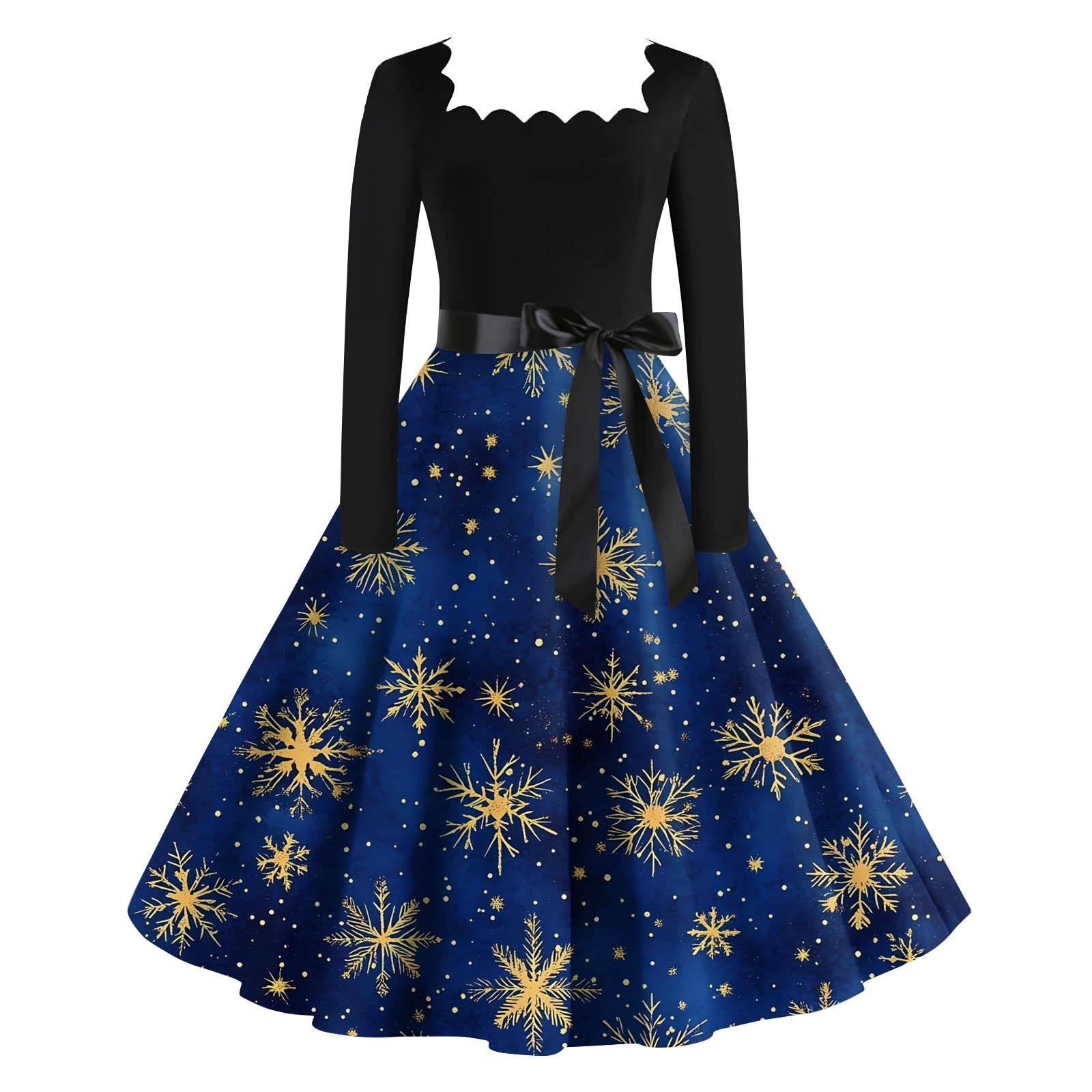 

Женские повседневные модные длинные платья с рождественским графическим принтом и длинными рукавами в винтажном стиле XXXL