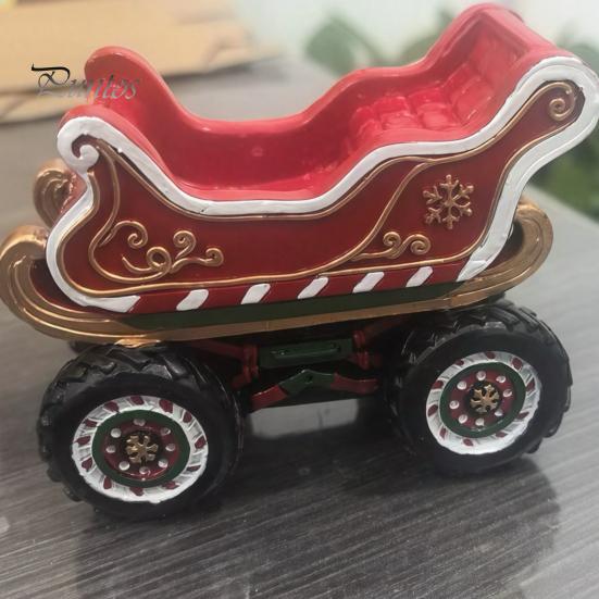 Decorative Holiday Gifts for Collectors Retro Christmas Sleigh Truck Ornament, Vehicle Figurine, Resin Vintage Durable Craft Decoration, Red