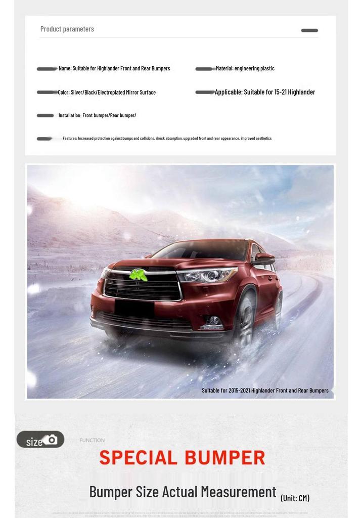 Front and Rear Bumper Kit for Toyota Highlander (2015-2022)