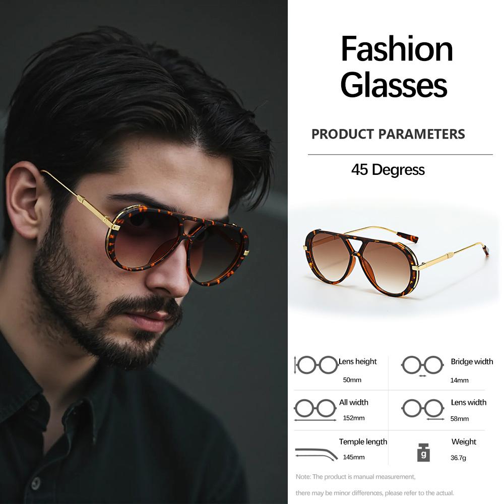 New Retro Vintage Sunglasses For Men Light Luxury Metal Frame Gradient Lens Trendy UV400 Protection