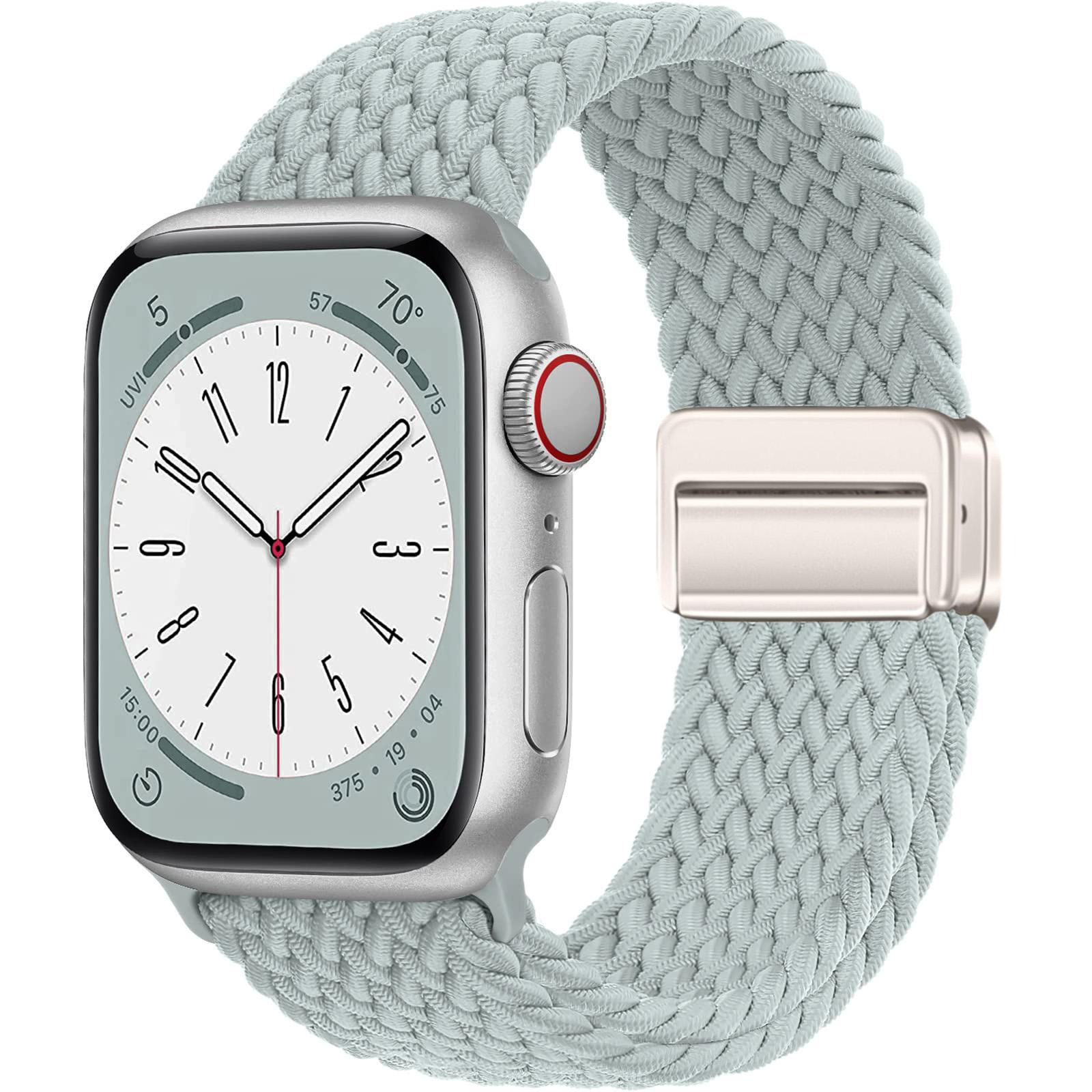 

Braided solo loop Strap For Apple Watch ultra Band 44mm 40mm 45mm 49mm 41mm 38mm magnetic Bracelet iWatch series 2 se 7 3 6 8 9 38mm 40mm 41mm светло-синий