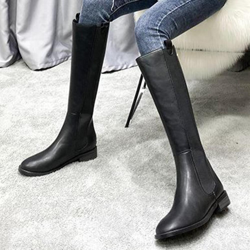 Botas hembras tacón cuadrado dedo redondo del pie cremallera sólido med  talón rodilla alta botas cremallera 2021 nuevas mujeres rodilla botas altas  comprar a buen precio — entrega gratuita, reseñas reales con