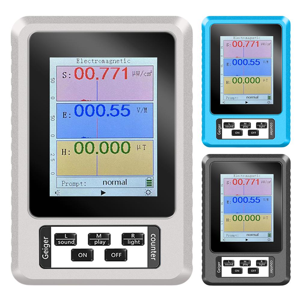 Electric Magnetic Field Scanning Geiger Dosimeter Portable Digital Color Display Detector Geiger Detector for Indoor Outdoor